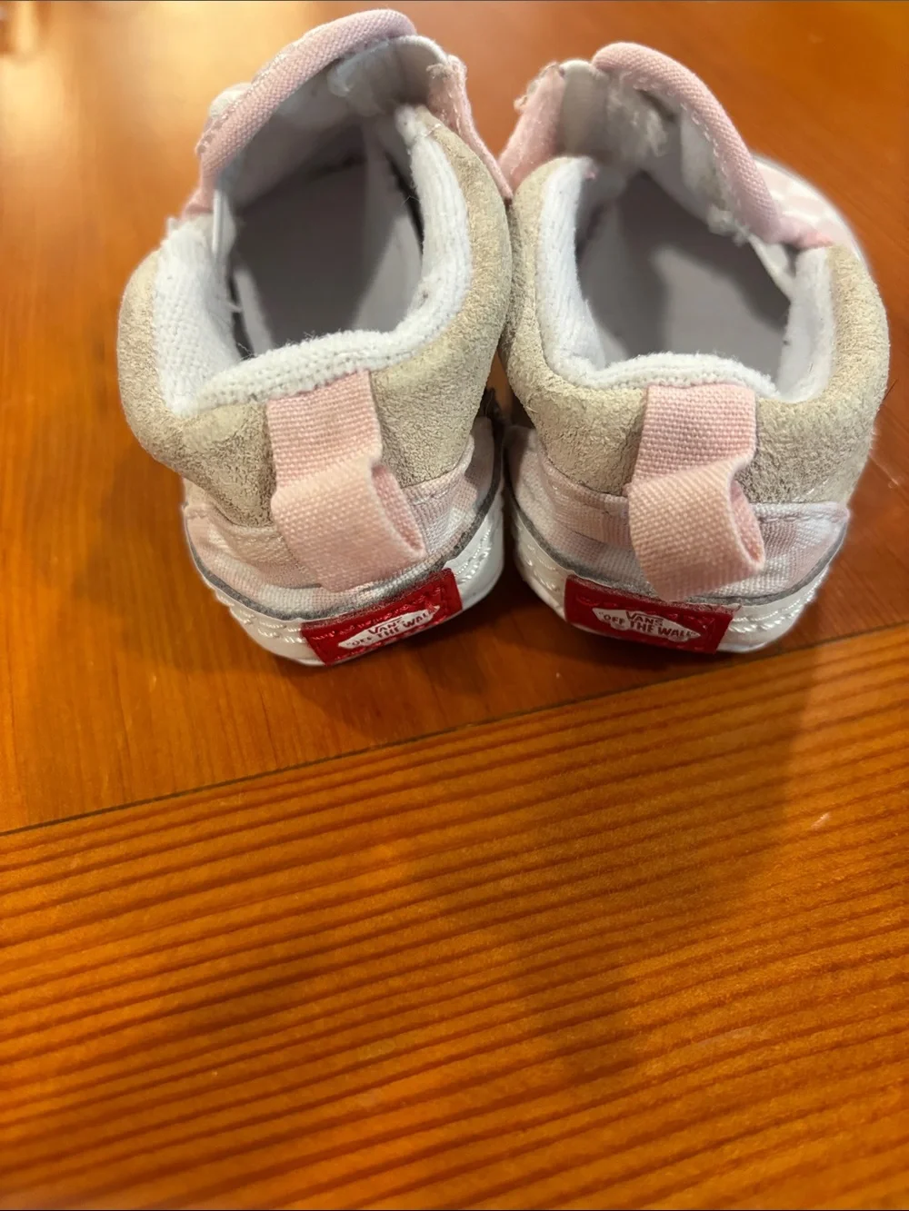Vans Baby Pink and White Checker Slip-On Shoes